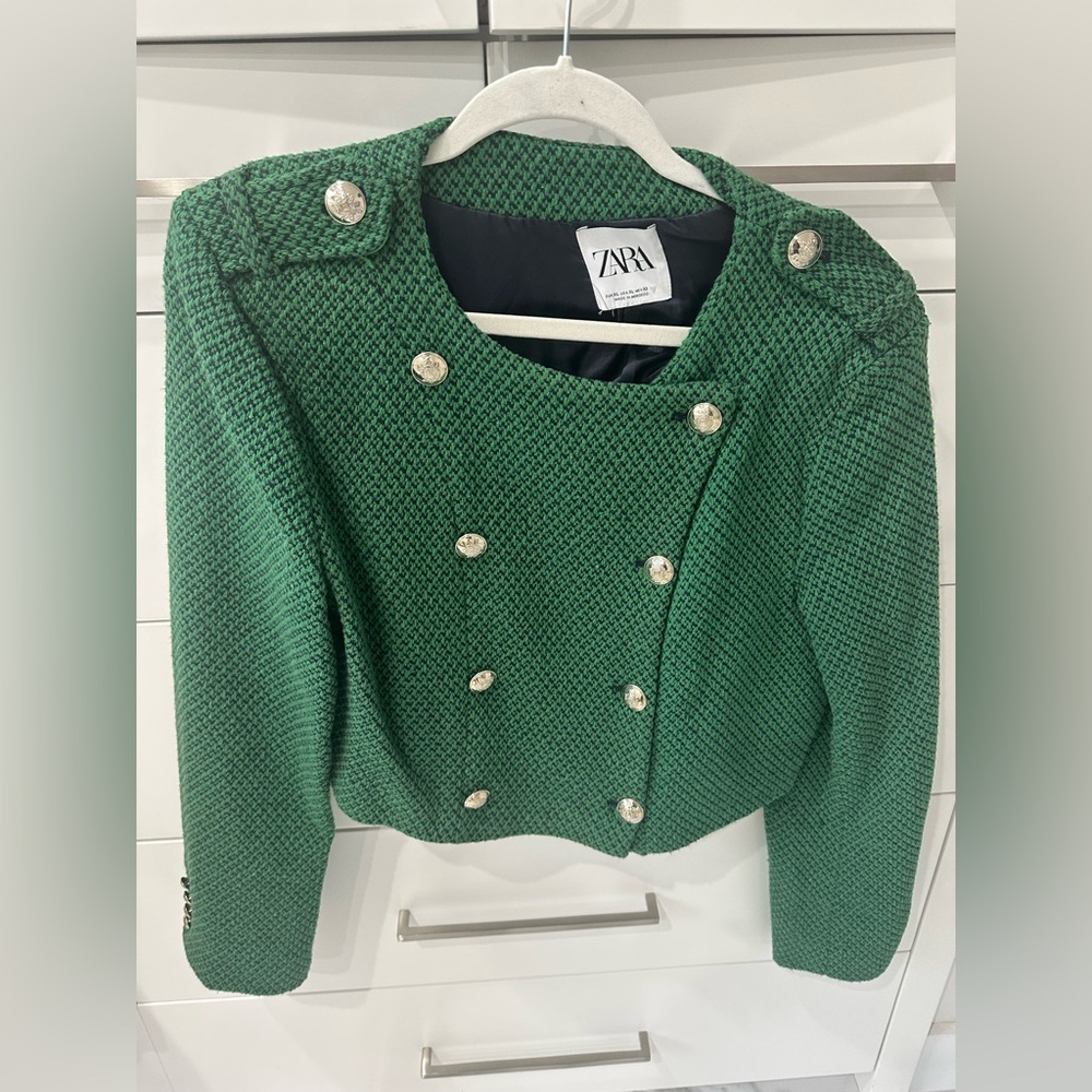 Zara Green Textured Blazer